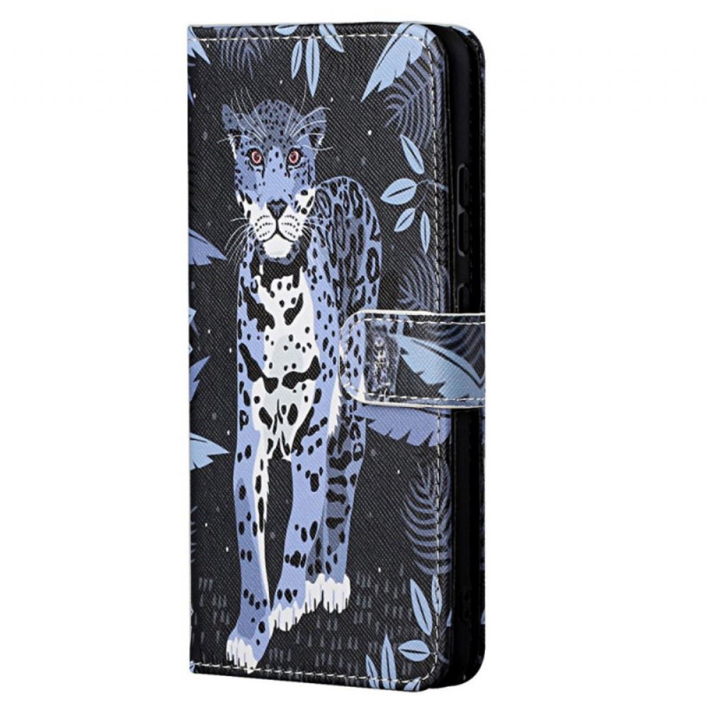 Flipové Pouzdro Na Moto G71 5G Na Lana Strappy Leopard