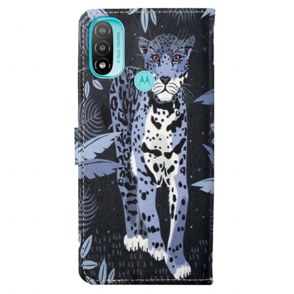 Flipové Pouzdro Na Moto G71 5G Na Lana Strappy Leopard