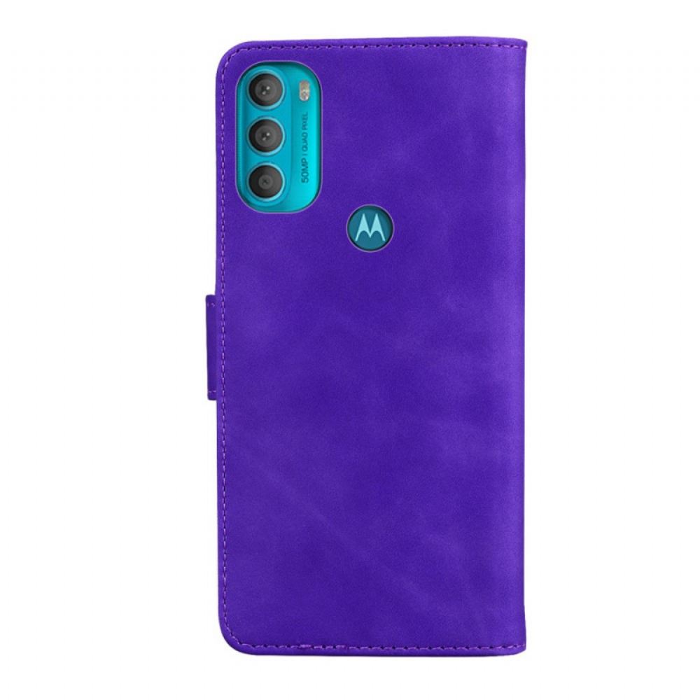 Flipové Pouzdro Na Moto G71 5G Monochromatický Kožený Efekt