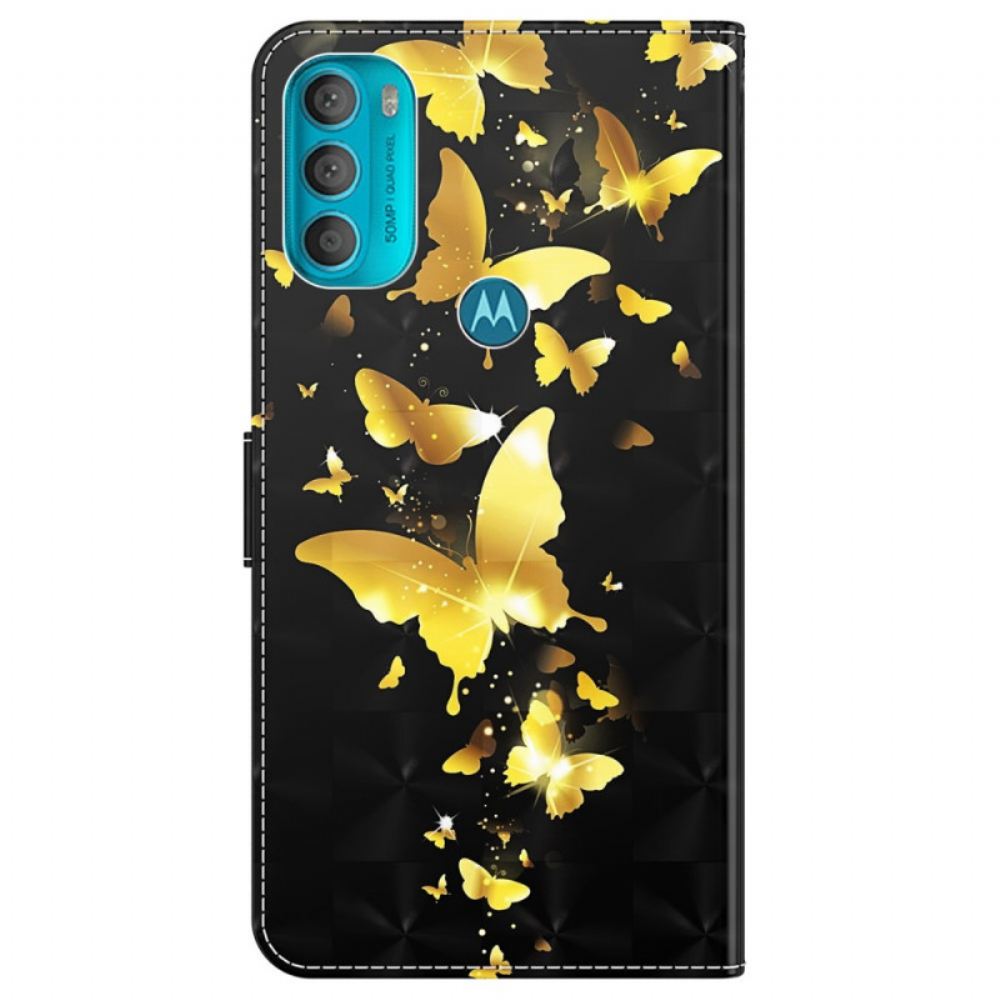 Flipové Pouzdro Na Moto G71 5G Žlutí Motýli