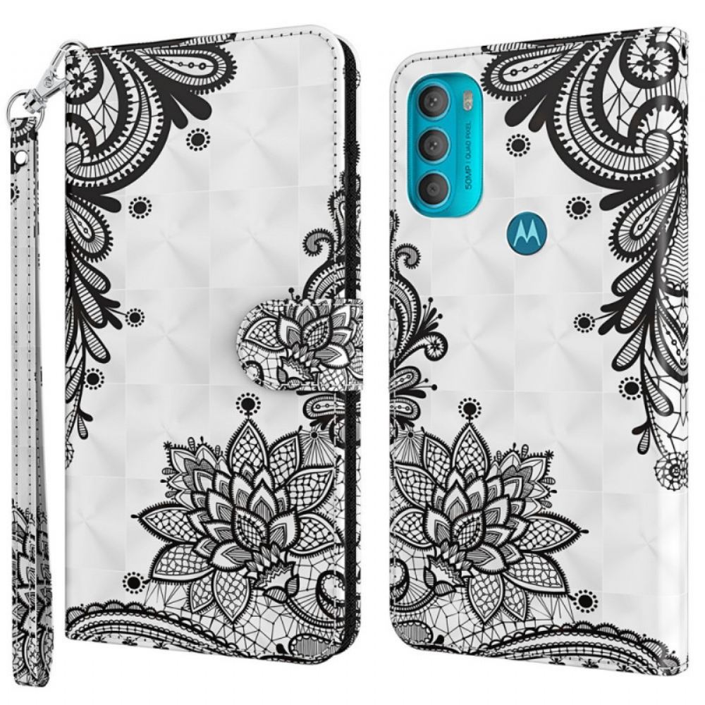 Kožené Pouzdro Na Moto G71 5G Elegantní Krajka