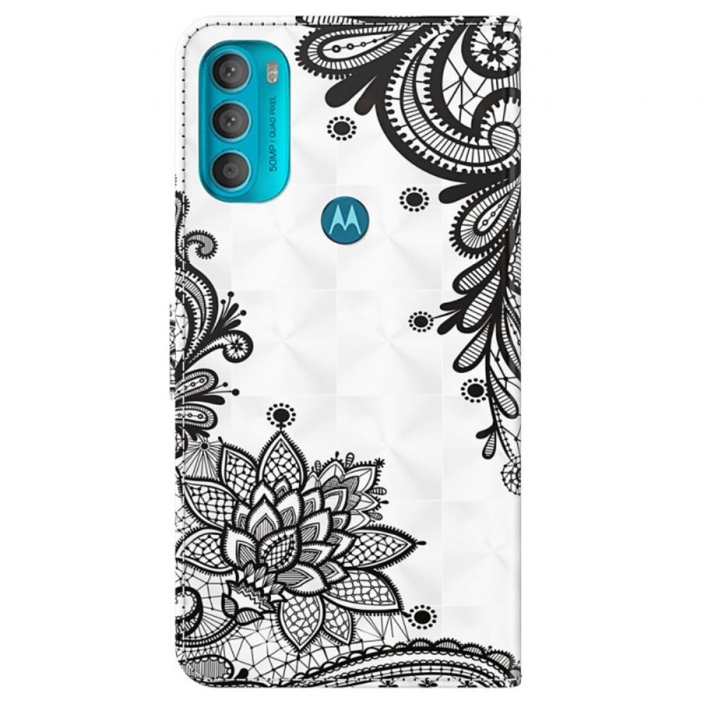 Kožené Pouzdro Na Moto G71 5G Elegantní Krajka