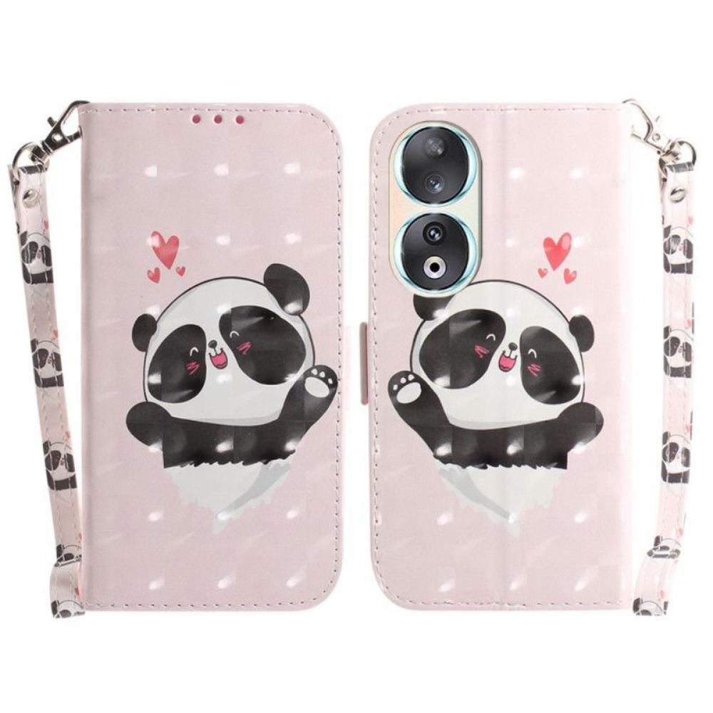 Flipové Pouzdro Na Honor 90 Na Lana Panda Love S Popruhem