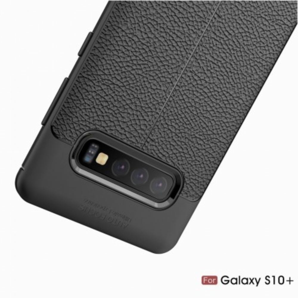 Kryt Na Samsung Galaxy S10 Plus Efekt Kůže Litchi S Dvojitou Linií