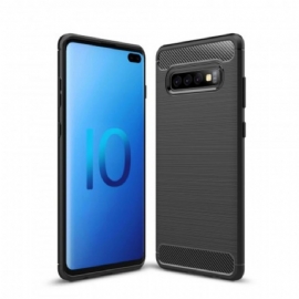 Kryt Na Samsung Galaxy S10 Plus Kartáčované Uhlíkové Vlákno