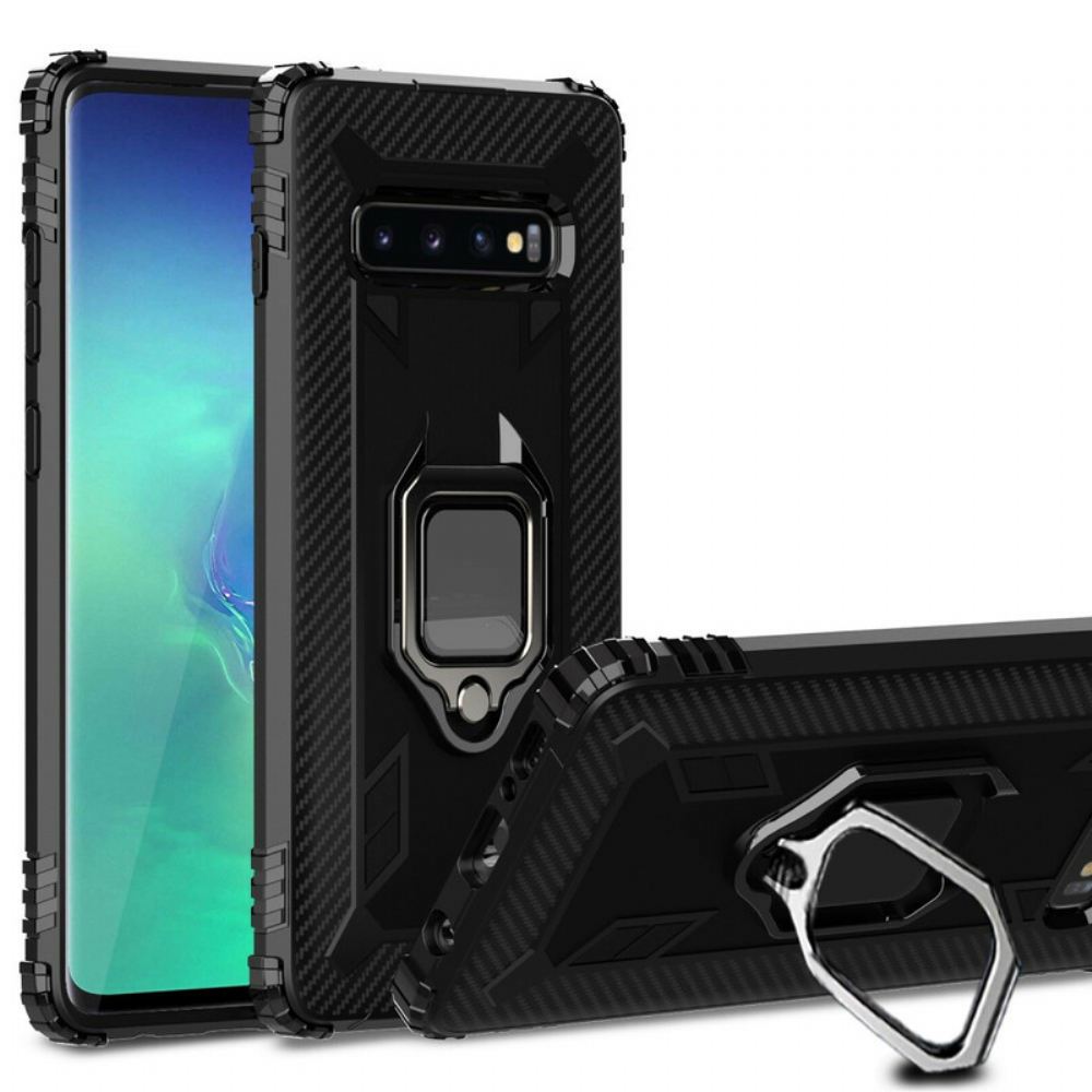 Kryt Na Samsung Galaxy S10 Plus Kroužek A Uhlíková Vlákna