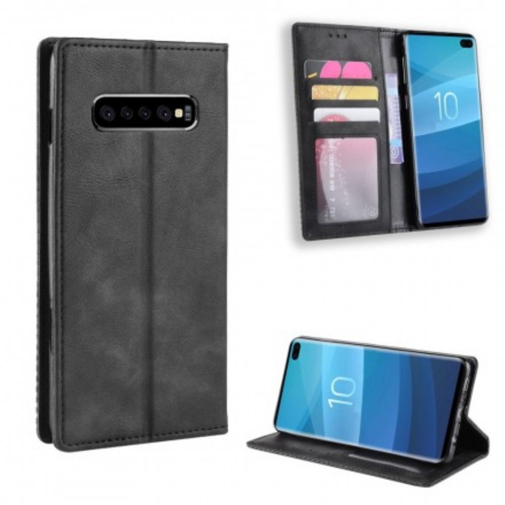 Kryty Na Mobil Na Samsung Galaxy S10 Plus Flipové Pouzdro Stylizovaný Vintage Kožený Efekt