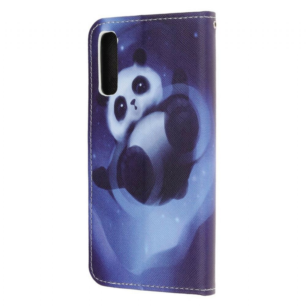 Flipové Pouzdro Na Huawei P Smart S Na Lana Vesmírná Panda Se Šňůrkou