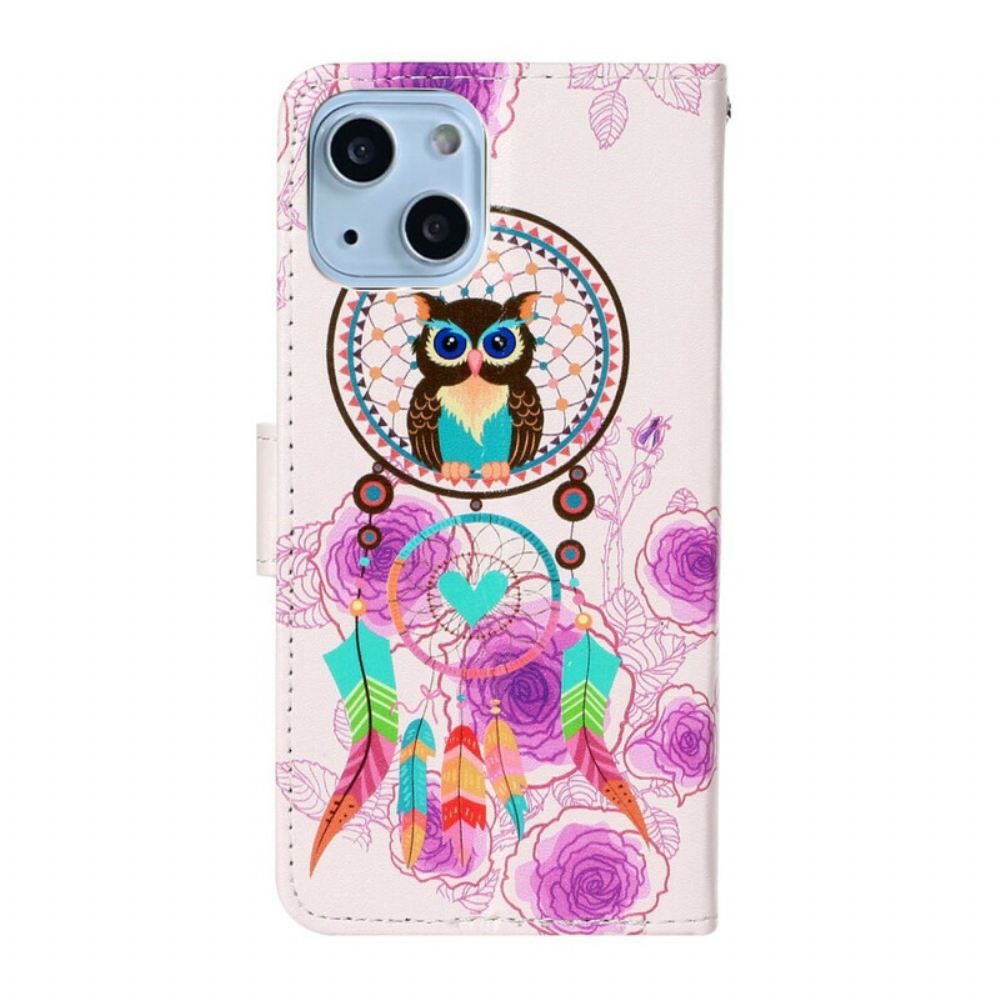 Flipové Pouzdro Na iPhone 13 Mini Na Lana Mandala Strappy Sowl