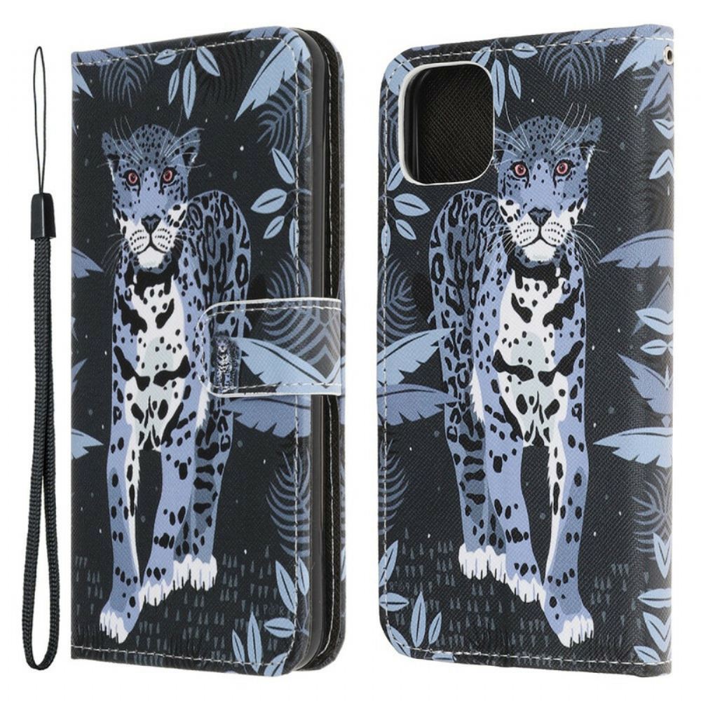 Flipové Pouzdro Na iPhone 13 Mini Na Lana Strappy Leopard