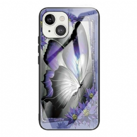 Kryt Na iPhone 13 Mini Fialové Tvrzené Sklo Butterfly