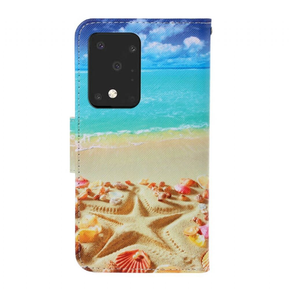 Flipové Pouzdro Na Samsung Galaxy S20 Ultra Na Lana Strappy Beach