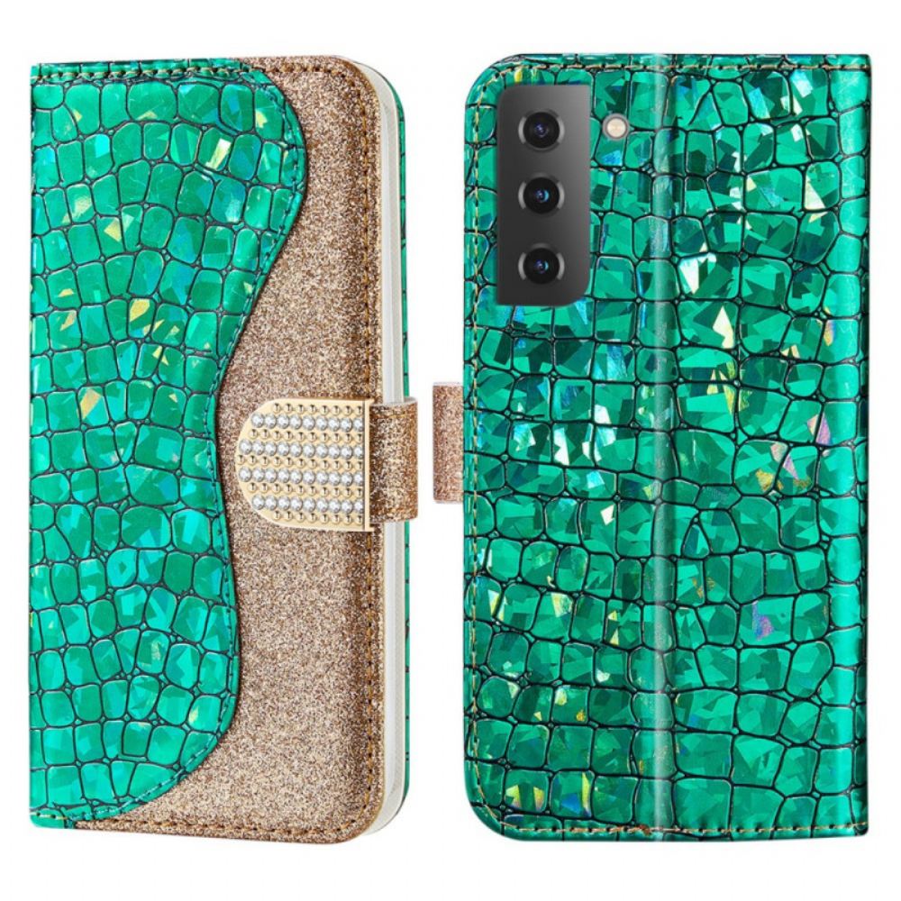 Flipové Pouzdro Na Samsung Galaxy S22 5G Diamanty Croco