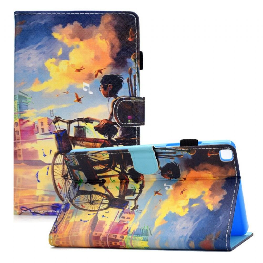 Kožené Pouzdro Na Samsung Galaxy Tab A7 Lite Bike Art