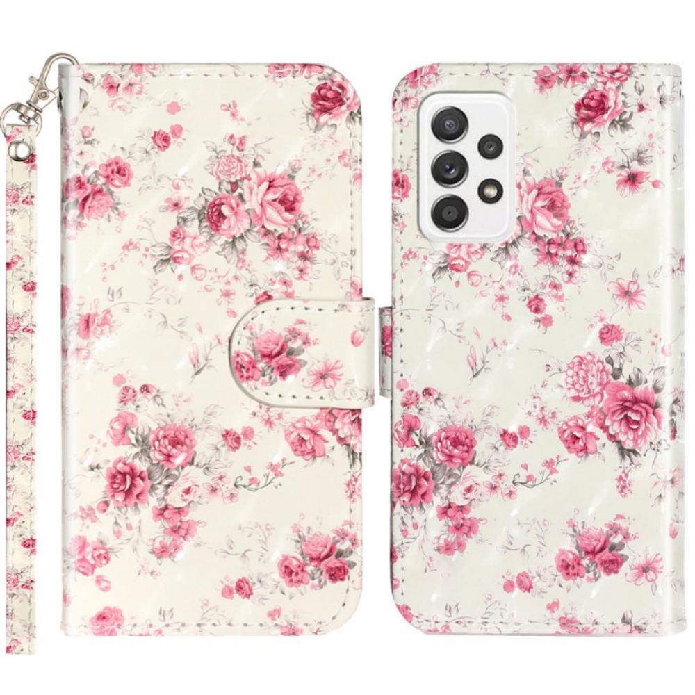 Flipové Pouzdro Na Samsung Galaxy A53 5G Na Lana Popruh Liberty Flowers