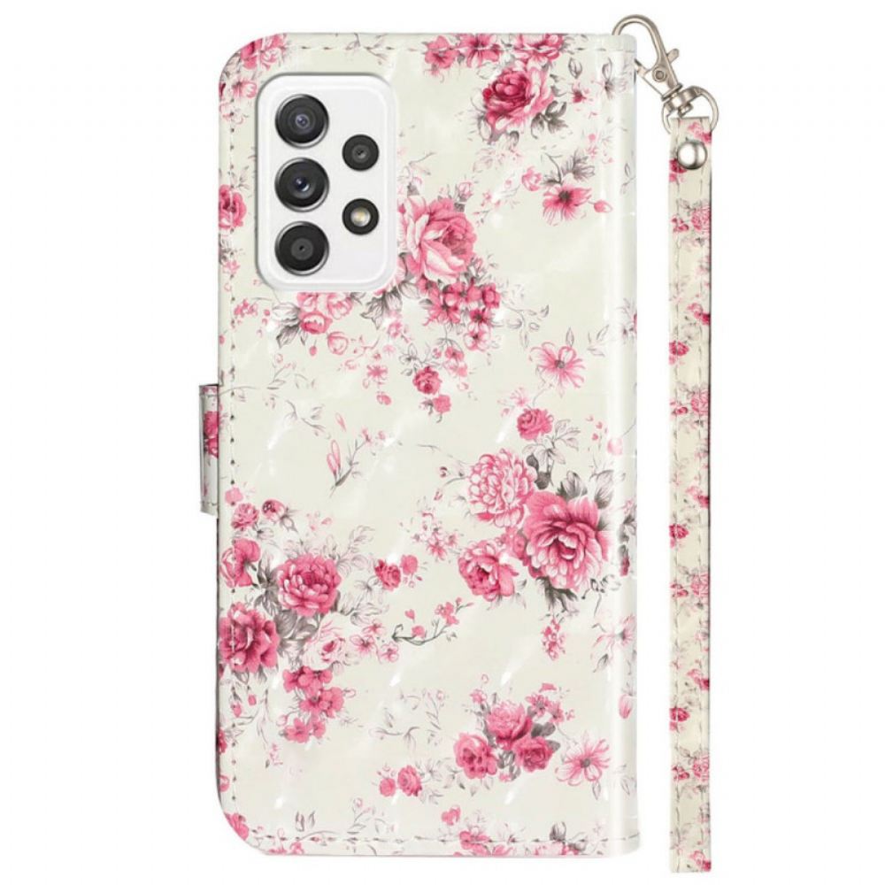 Flipové Pouzdro Na Samsung Galaxy A53 5G Na Lana Popruh Liberty Flowers