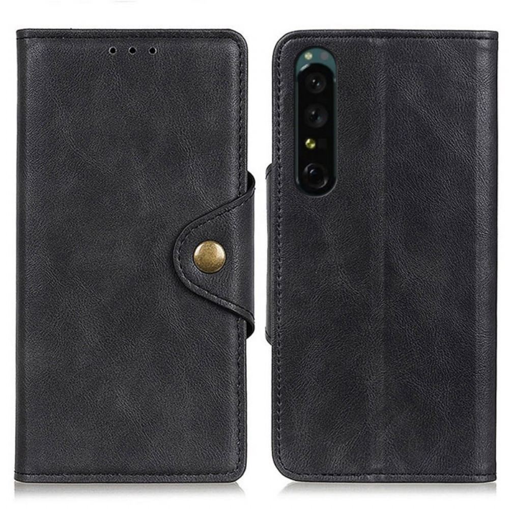 Flipové Pouzdro Na Sony Xperia 1 IV Knoflíček Z Umělé Kůže