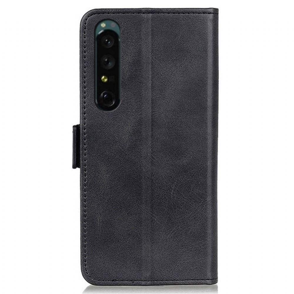 Kožené Pouzdro Na Sony Xperia 1 IV Dvojité Zapínání