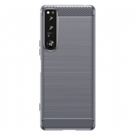 Kryt Na Sony Xperia 1 IV Kartáčované Uhlíkové Vlákno