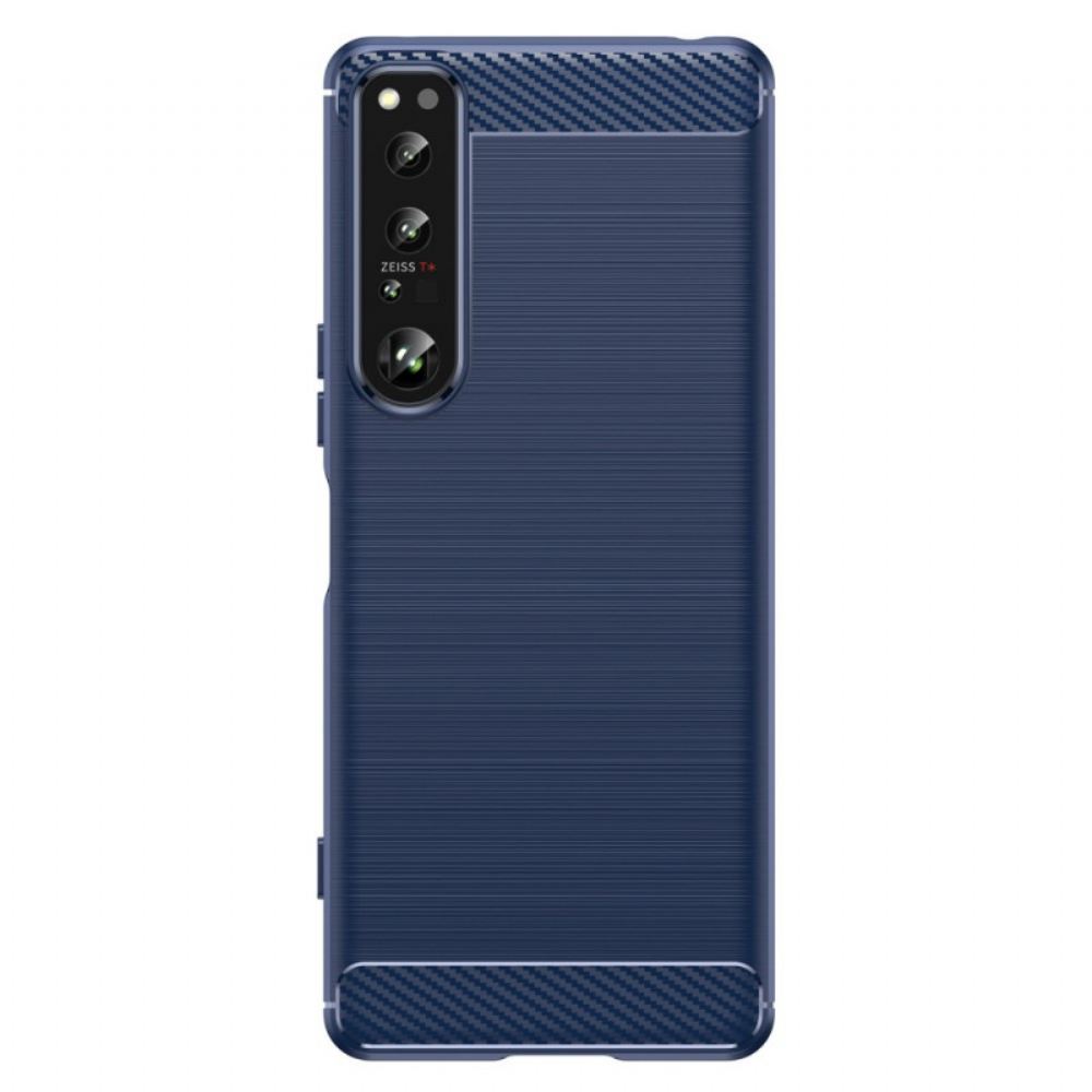 Kryt Na Sony Xperia 1 IV Kartáčované Uhlíkové Vlákno