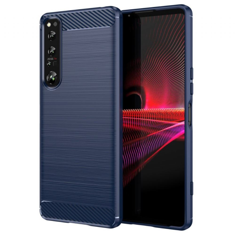 Kryt Na Sony Xperia 1 IV Kartáčované Uhlíkové Vlákno