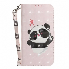 Flipové Pouzdro Na Samsung Galaxy S21 FE Na Lana Panda Love S Popruhem