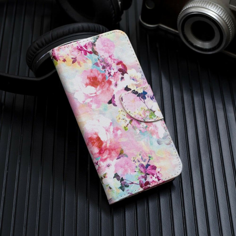 Flipové Pouzdro Na Samsung Galaxy A51 5G Na Lana Vintage Strappy Floralies