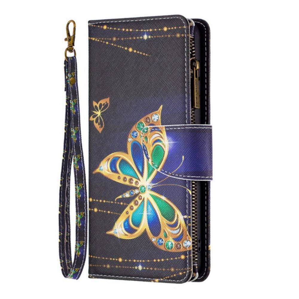 Flipové Pouzdro Na Oppo Reno 7 Kapsa Na Zip Royal Butterfly