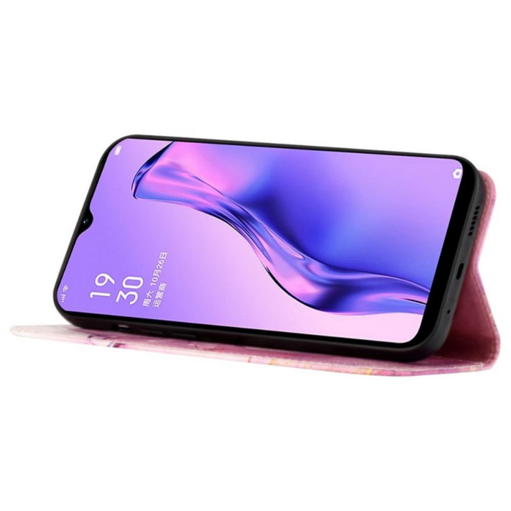 Flipové Pouzdro Na Oppo Reno 7 Na Lana Popruh Mramor