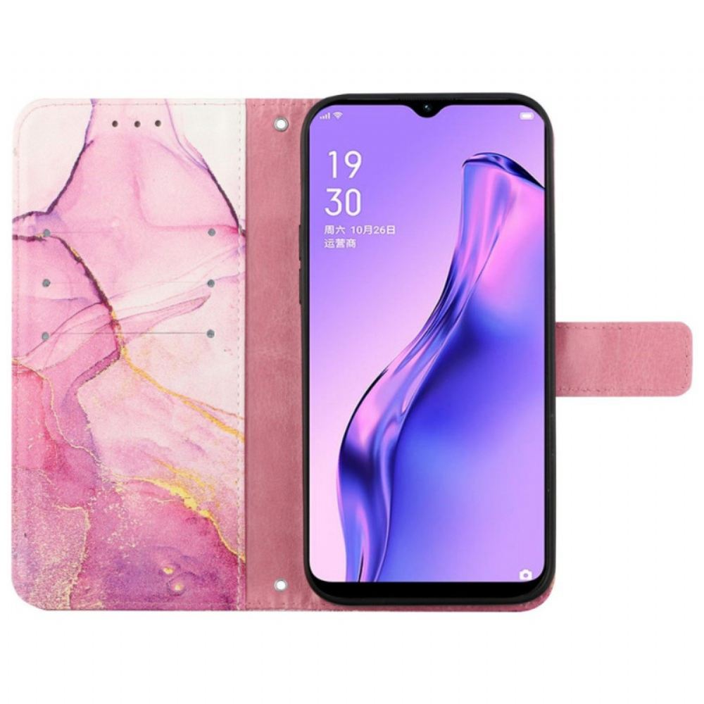 Flipové Pouzdro Na Oppo Reno 7 Na Lana Popruh Mramor