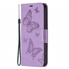 Flipové Pouzdro Na Xiaomi Redmi Note 12 Pro Na Lana Butterflies Printed Strappy