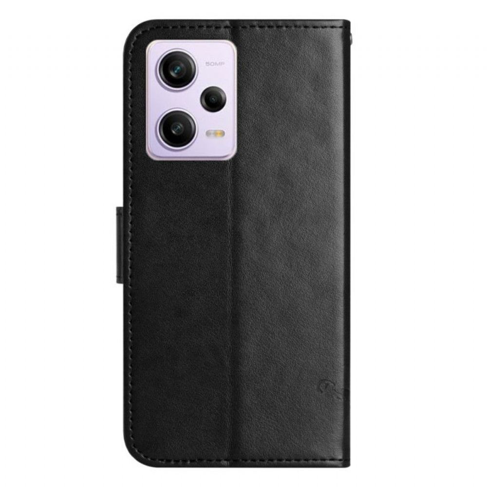 Flipové Pouzdro Na Xiaomi Redmi Note 12 Pro Na Lana Strappy Květinové