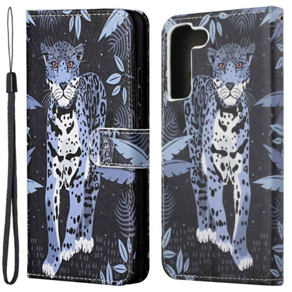 Flipové Pouzdro Na Samsung Galaxy S23 5G Na Lana Strappy Leopard