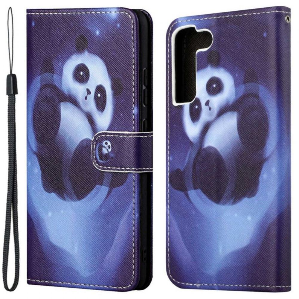 Flipové Pouzdro Na Samsung Galaxy S23 5G Na Lana Strappy Panda