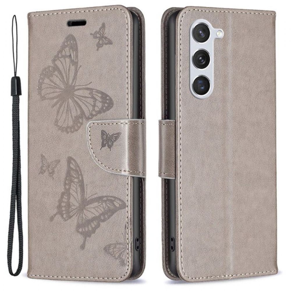 Flipové Pouzdro Na Samsung Galaxy S23 5G Na Lana Tanga Butterflies