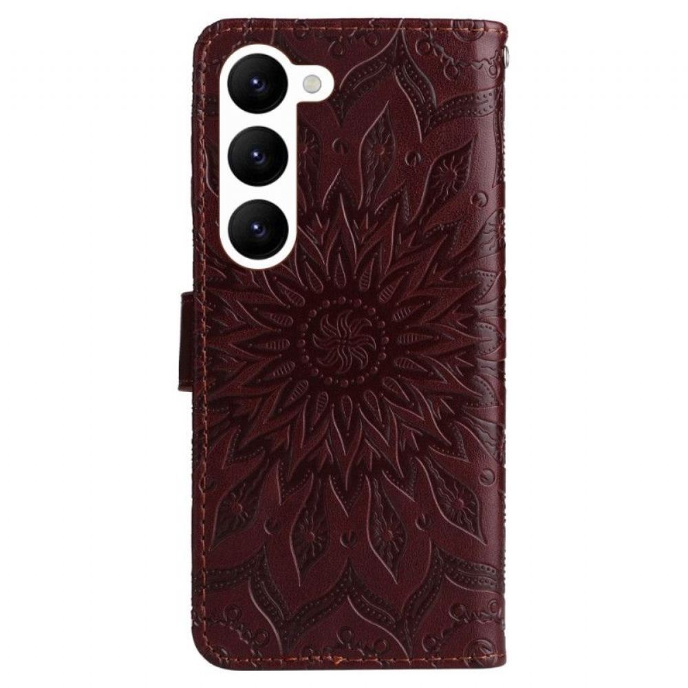 Flipové Pouzdro Na Samsung Galaxy S23 5G Mandala Sun S Šňůrkou