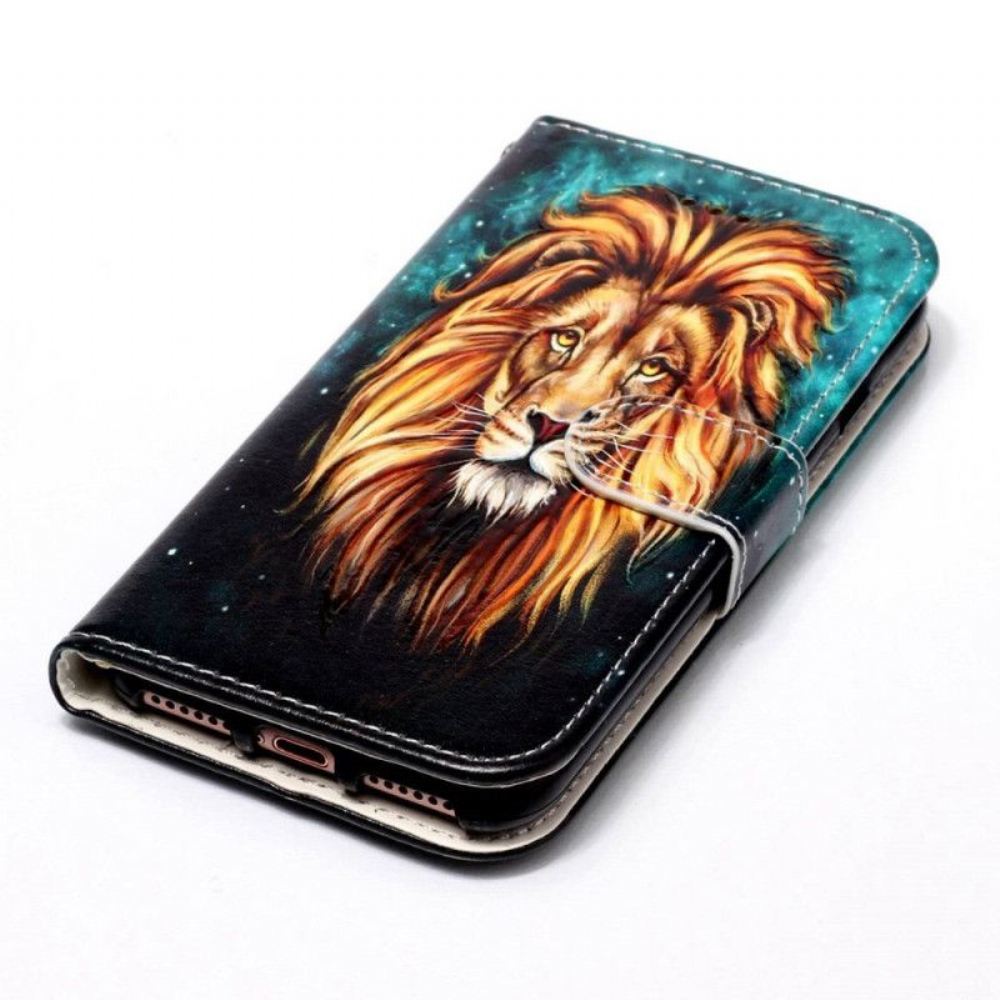 Kožené Pouzdro Na Samsung Galaxy S23 5G Na Lana Lanyard Lion