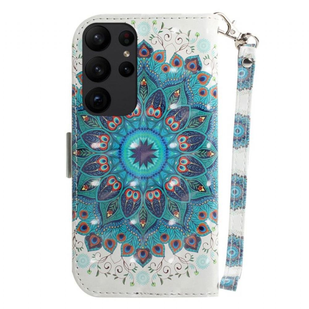 Flipové Pouzdro Na Samsung Galaxy S23 Ultra 5G Na Lana Strappy Mandala