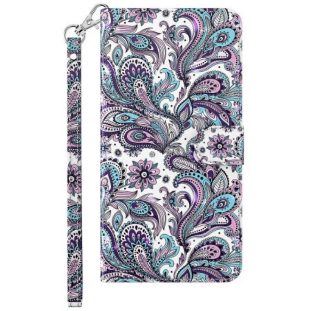 Flipové Pouzdro Na Samsung Galaxy S23 Ultra 5G Na Lana Strappy Paisley Vzor