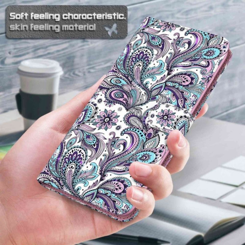 Flipové Pouzdro Na Samsung Galaxy S23 Ultra 5G Na Lana Strappy Paisley Vzor