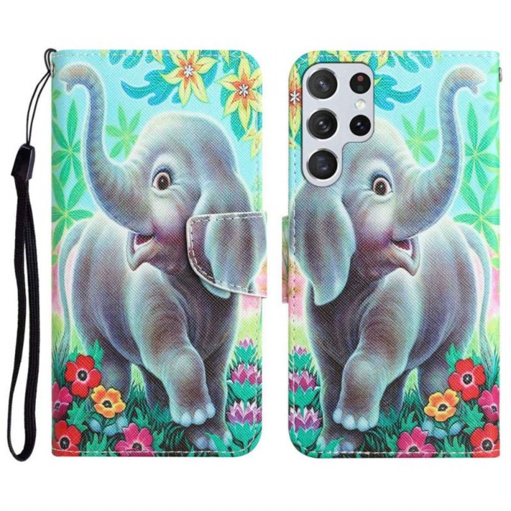 Flipové Pouzdro Na Samsung Galaxy S23 Ultra 5G Na Lana Tanga Elephant