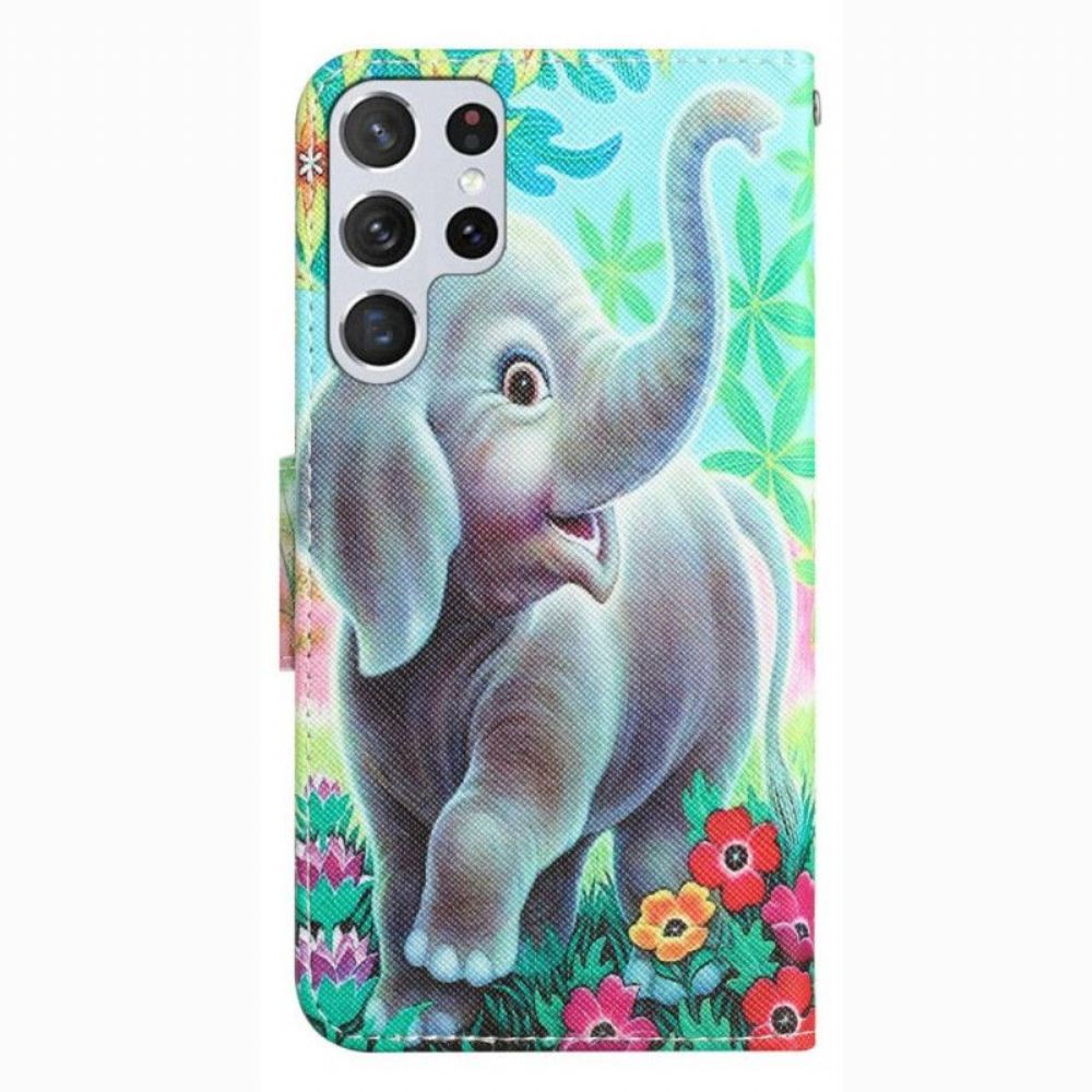 Flipové Pouzdro Na Samsung Galaxy S23 Ultra 5G Na Lana Tanga Elephant