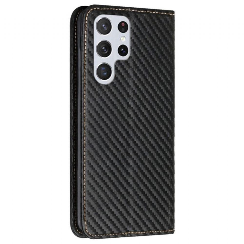 Kryty Na Mobil Na Samsung Galaxy S23 Ultra 5G Na Lana Flipové Pouzdro Strappy Carbon Fiber Style