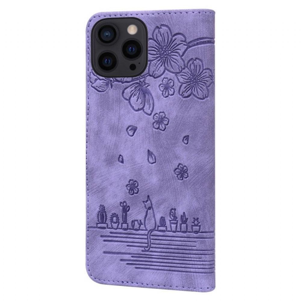 Flipové Pouzdro Na iPhone 15 Pro Na Lana Tanga Cat Daydream