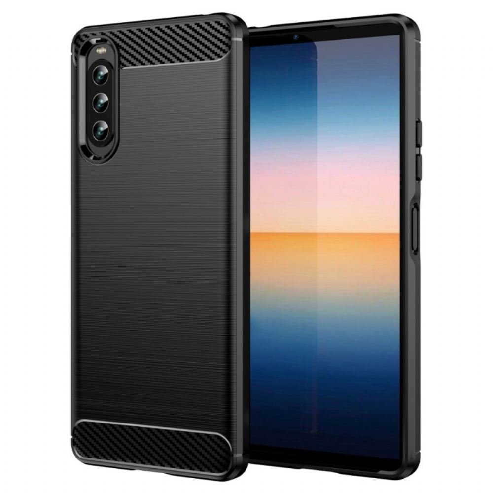 Kryt Na Sony Xperia 10 IV Kartáčované Uhlíkové Vlákno