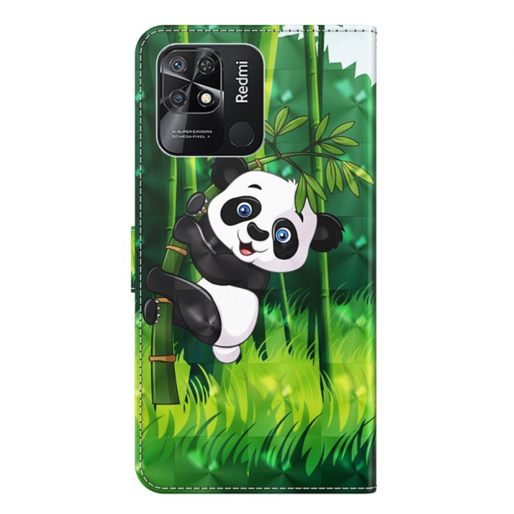 Flipové Pouzdro Na Xiaomi Redmi 10C Na Lana Bambusová Panda S Popruhem