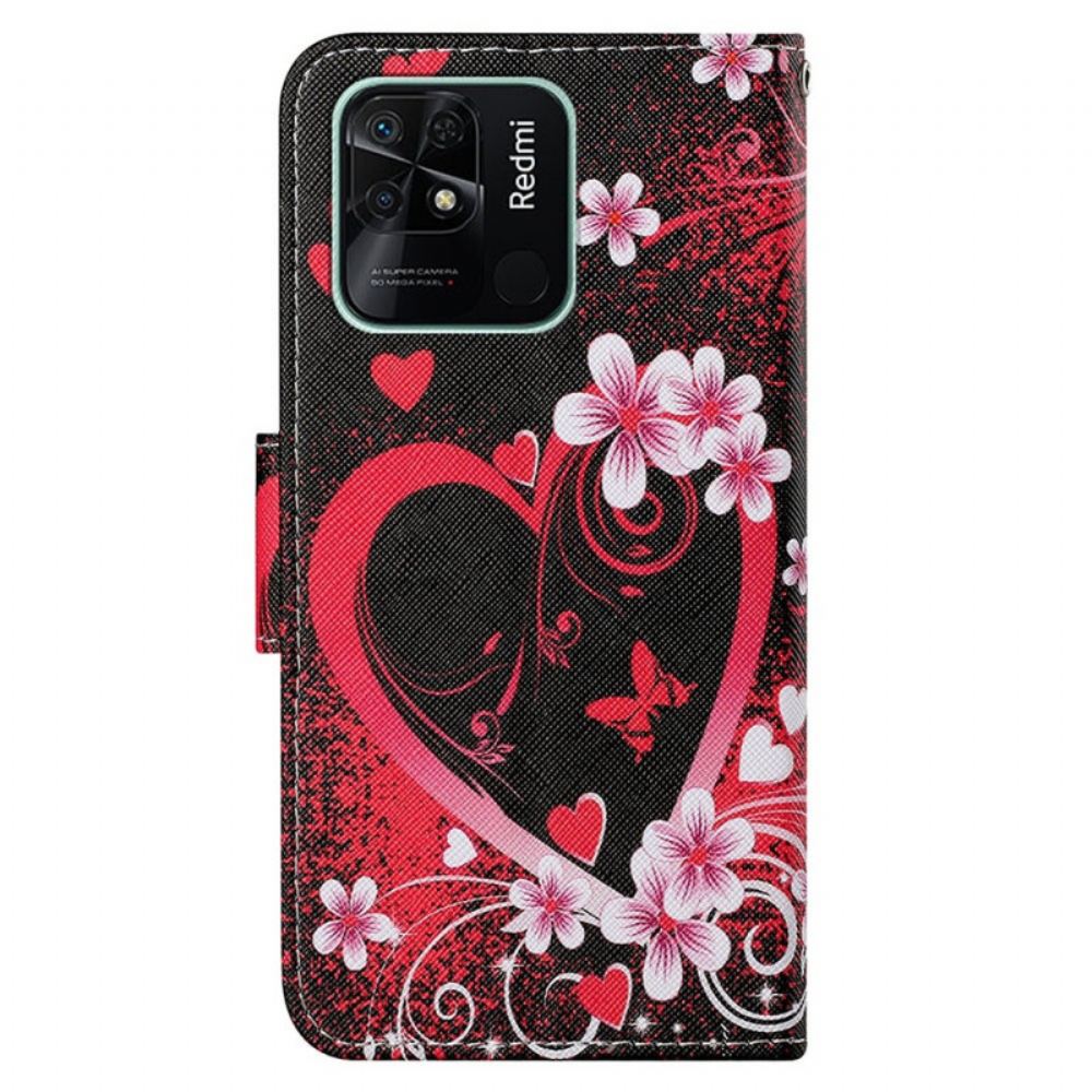 Flipové Pouzdro Na Xiaomi Redmi 10C Na Lana Strappy Heart