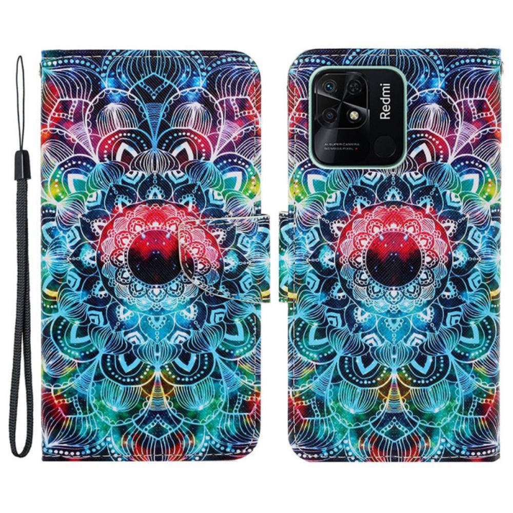 Flipové Pouzdro Na Xiaomi Redmi 10C Na Lana Strappy Mandala