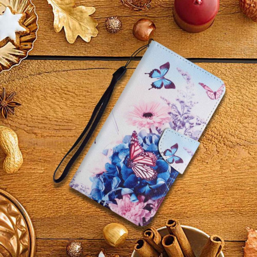 Kožené Pouzdro Na Xiaomi Redmi 10C Na Lana Floral Fantasy Strappy