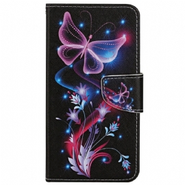 Kožené Pouzdro Na Xiaomi Redmi 10C Na Lana Strappy Butterfly Dance